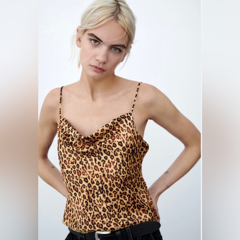ZARA SATIN LEOPARD TOP NWT